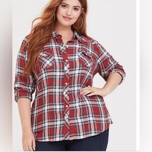 NWT Torrid Women’s Plaid Camp Button Down Shirt Size 3